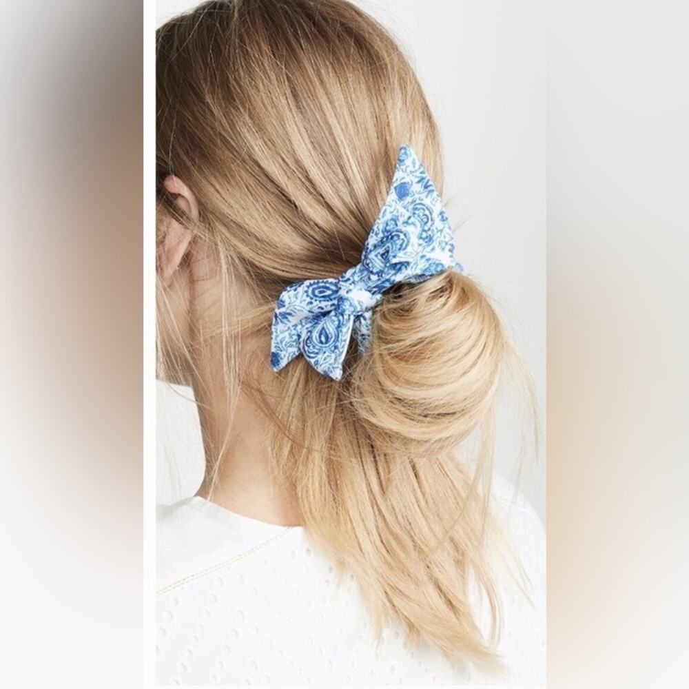 NEW Hemant & Nandita Hair Tie Blue Paisley Cotton